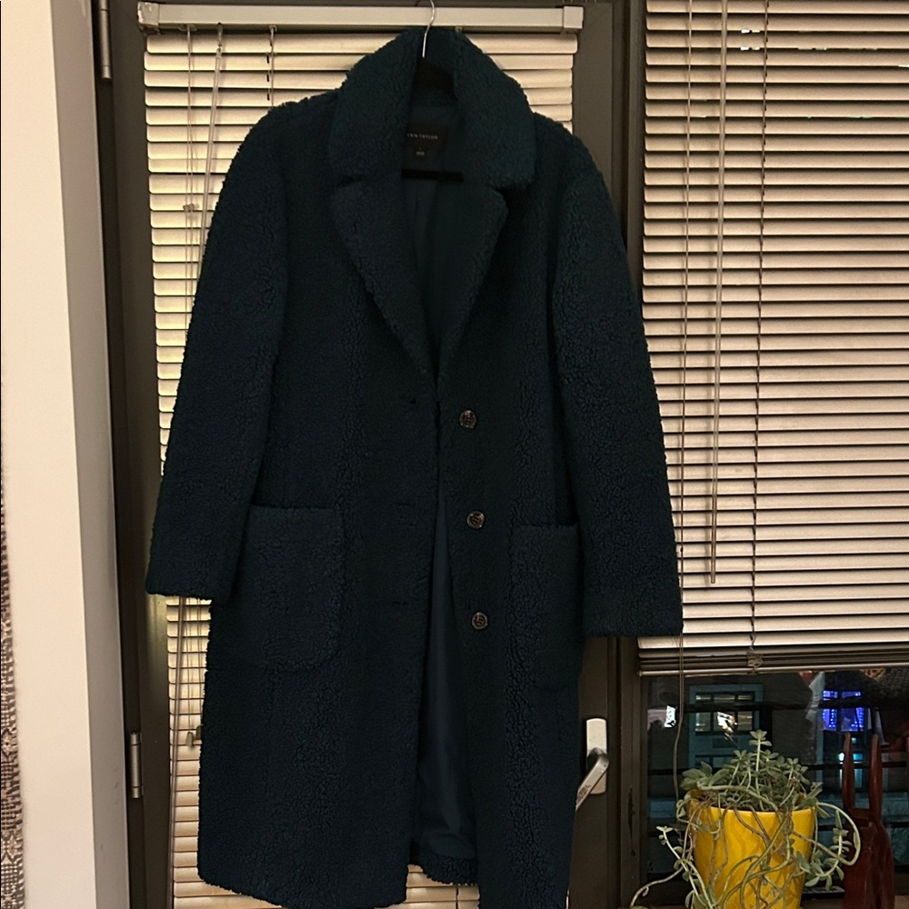 Ann Taylor Dark Teal Boucle Coat